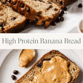 Titled Photo Collage (and shown): High Protein Banana Bread