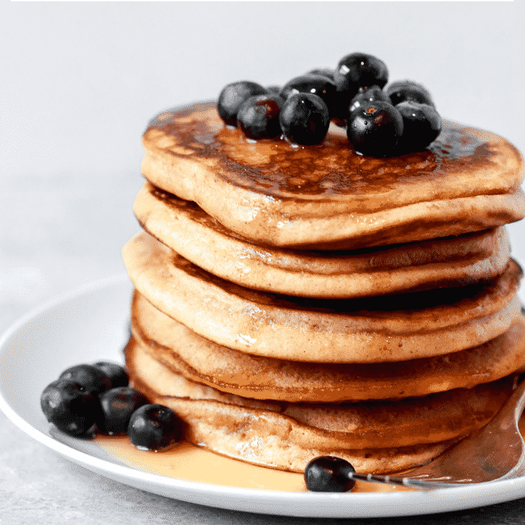 A stack of almond flour pancakes. 