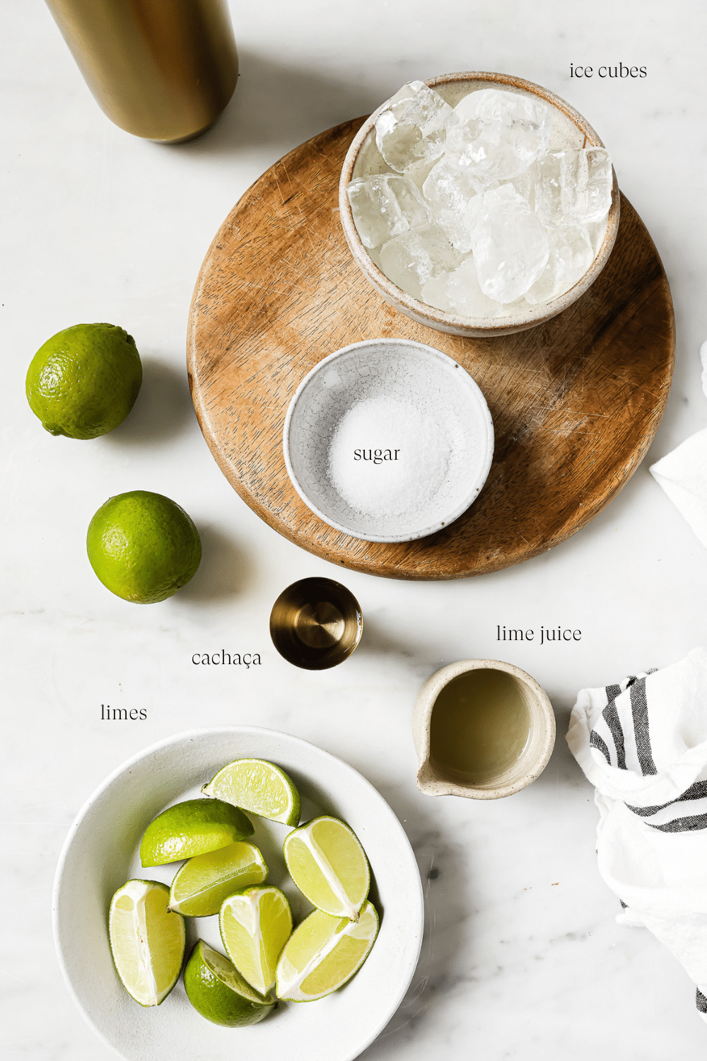 Pre-measured ingredients to make Caipirinha.
