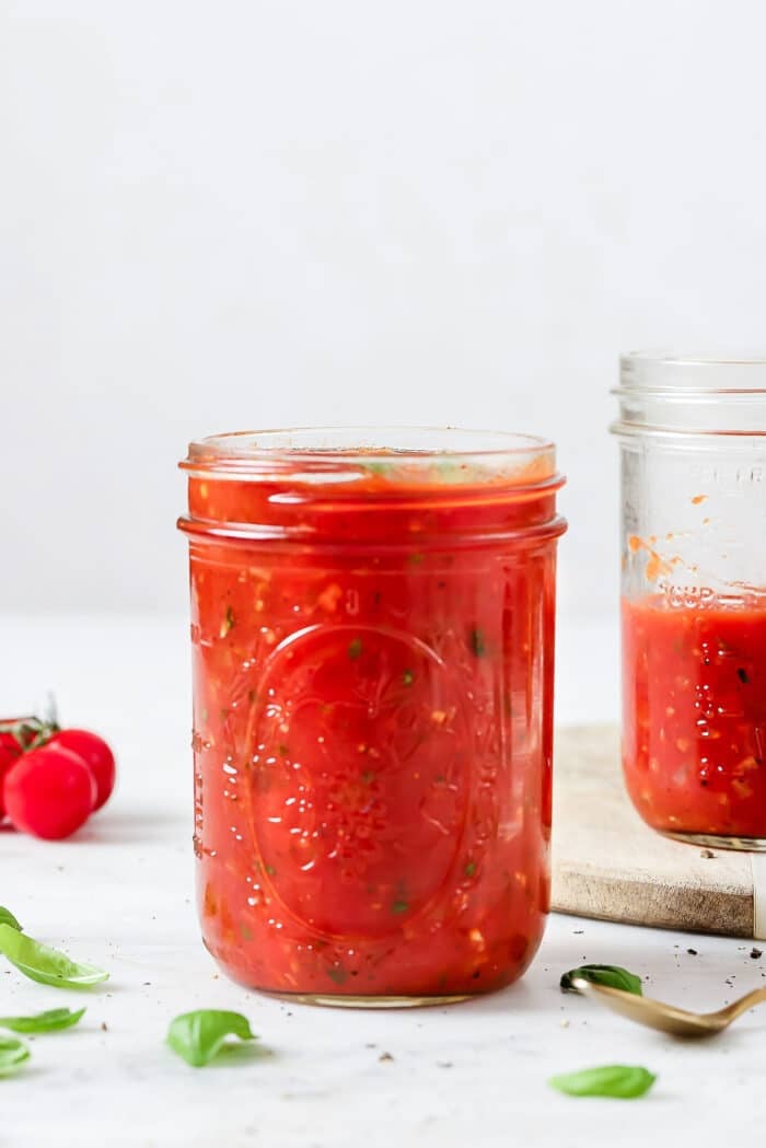 tomato sauce in a mason jar