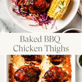 Titled Photo Collage (and shown): Baked BBQ Chicken Thighs