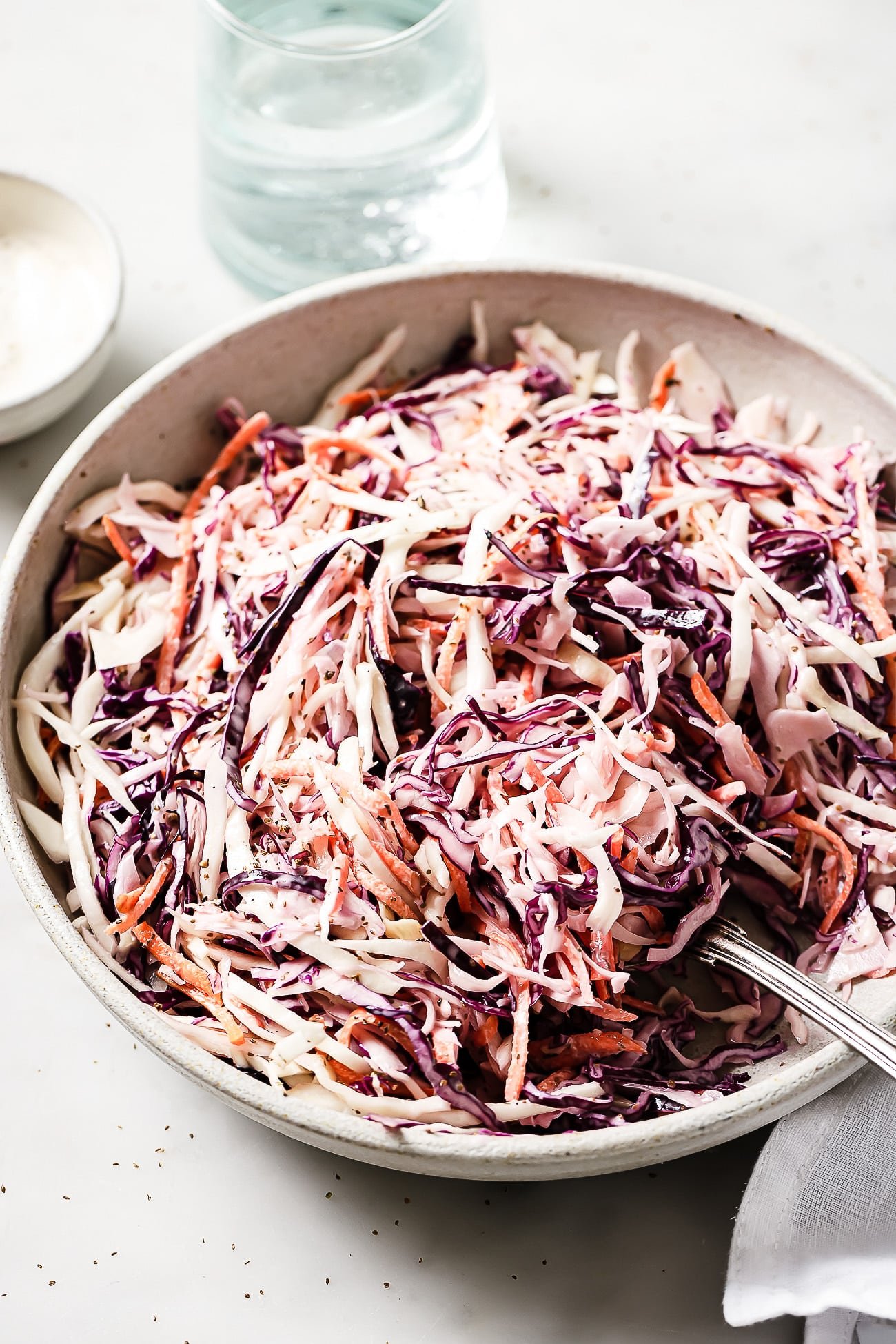 Overhead photo of coleslaw salad recipe