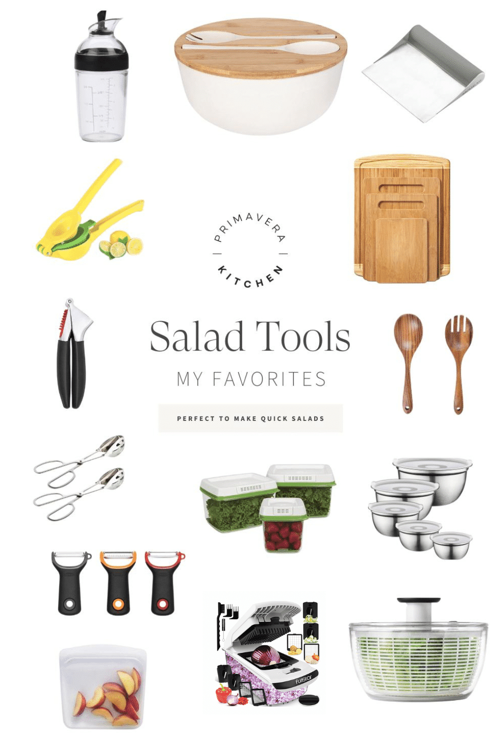 Titled Photo Collage (and shown): Salad Tools