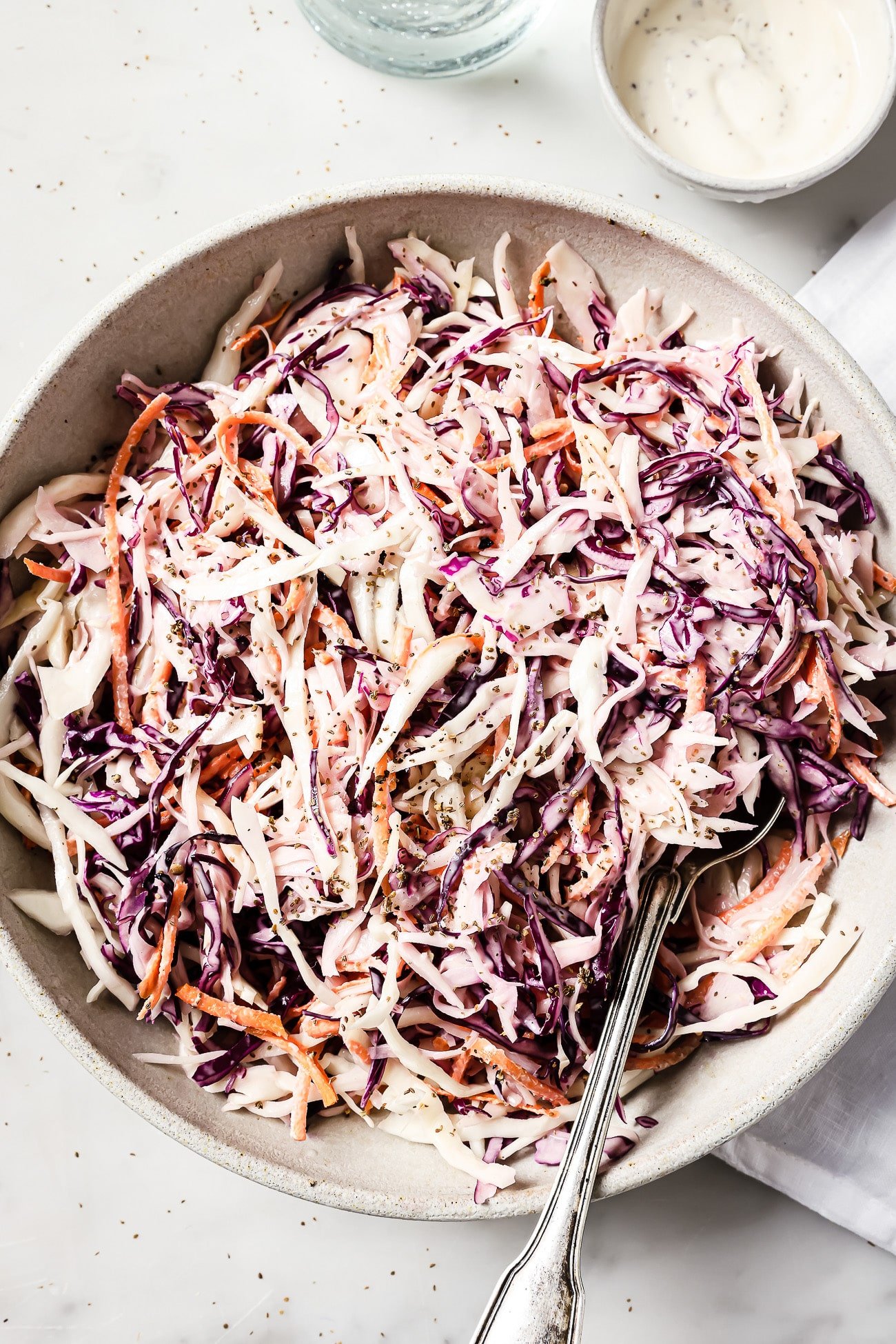 coleslaw salad recipe in a large bowl.
