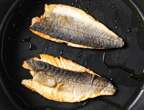 sea bass in a skillet