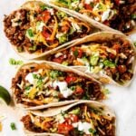 Ground Beef Tacos on a counter top