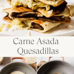 Titled Photo Collage (and shown): Carne Asada Quesadillas