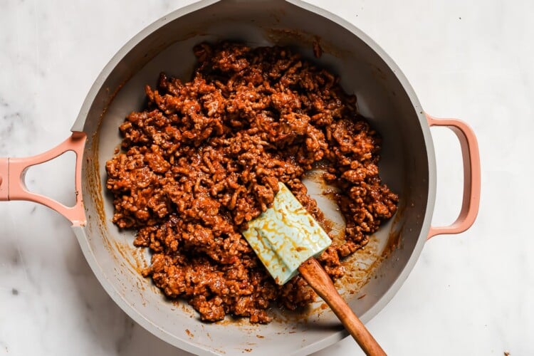 ground beef in a skillet