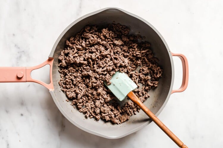 ground beef in a skillet