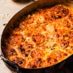 overhead view of sweet potato gratin