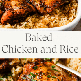 Titled Photo Collage (and shown): Baked Chicken and Rice