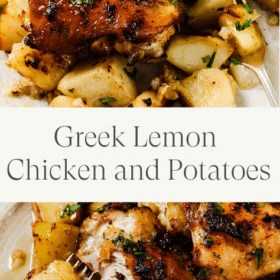 Titled Photo Collage (and shown): Greek Lemon Chicken and Potatoes