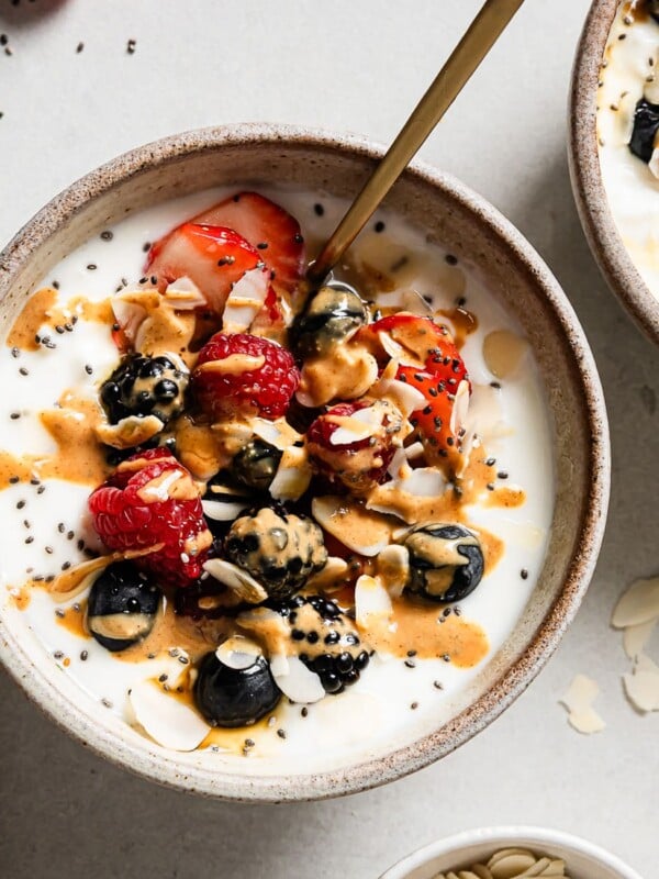 cottage cheese and yogurt in a bowl