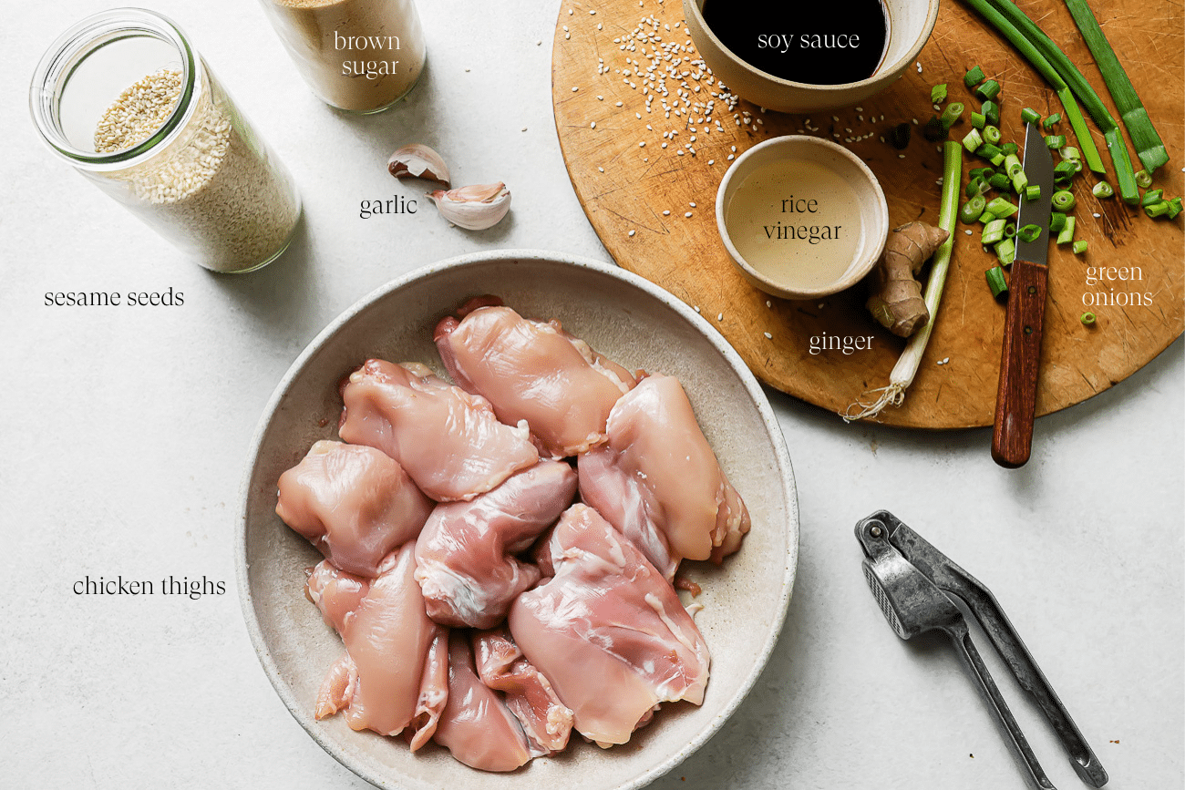 Ingredients for teriyaki chicken marinade.