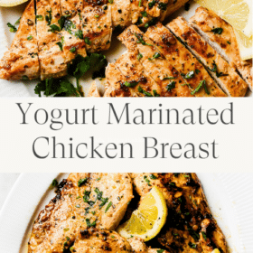 Titled Photo Collage (and shown): Yogurt Marinated Chicken Breast