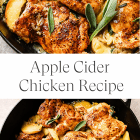 Titled Photo Collage (and shown): apple cider chicken