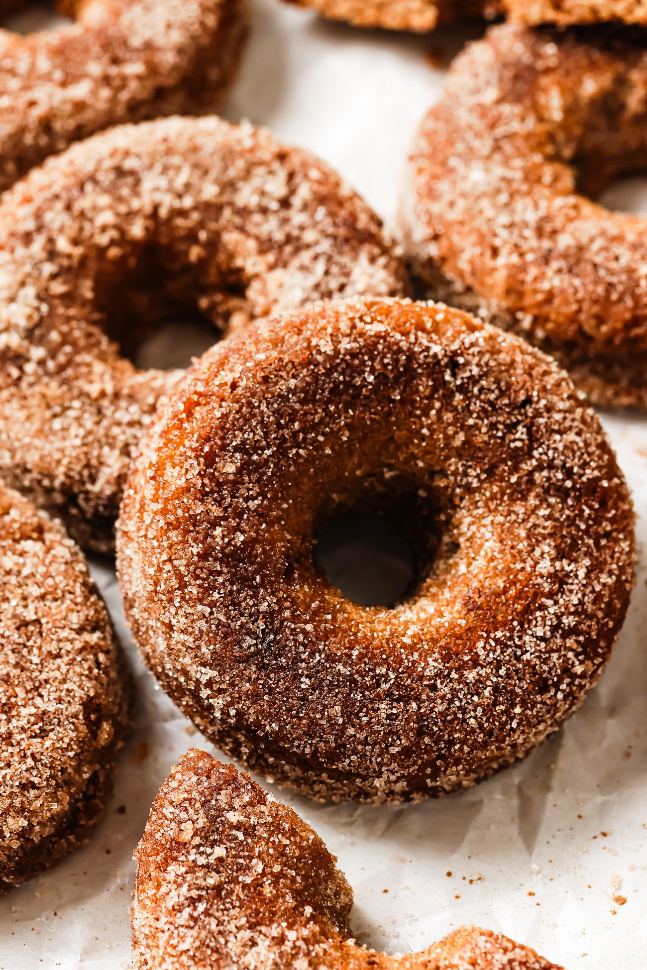 gluten free apple cider donuts on a countertop.