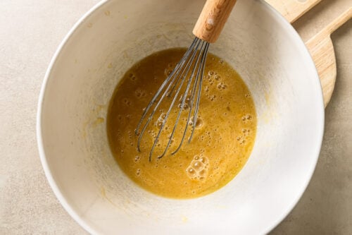 wet ingredients in a white bowl