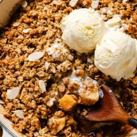 closeup view of gluten free apple crisp