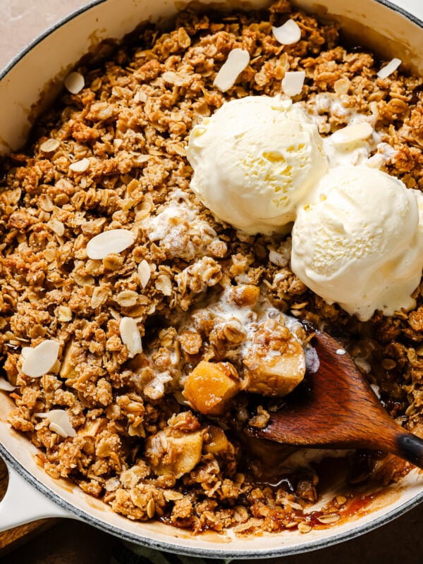 closeup view of gluten free apple crisp