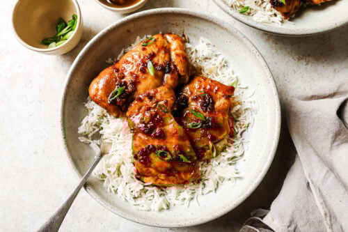 honey garlic chicken thighs with rice