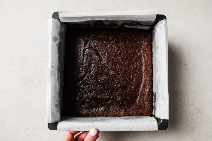 pecan bie brownies out of the oven