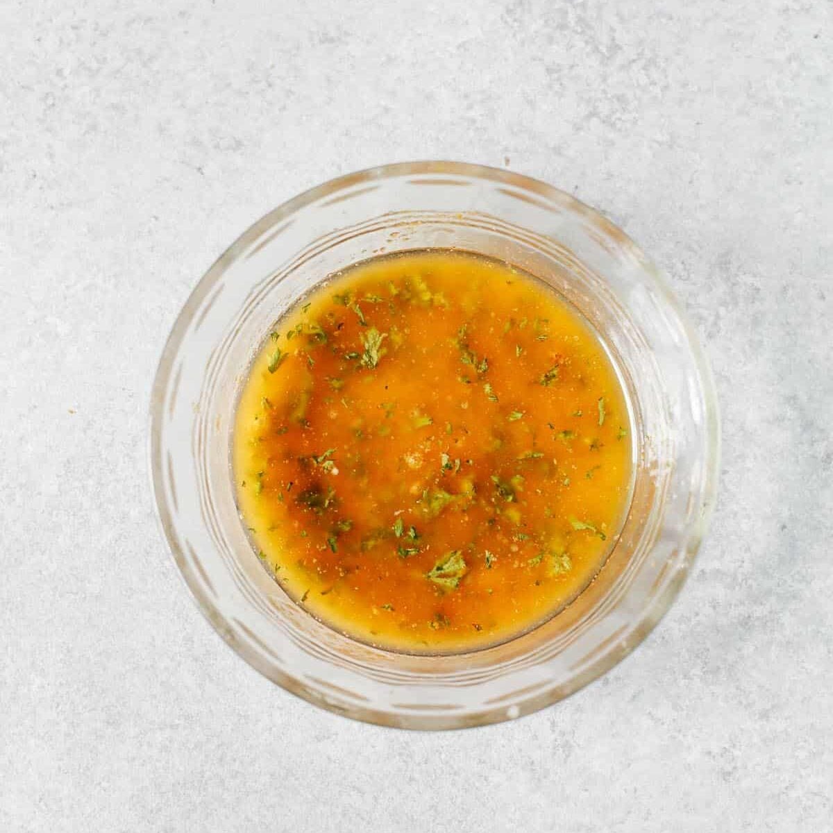 butter dressing inn a glass bowl