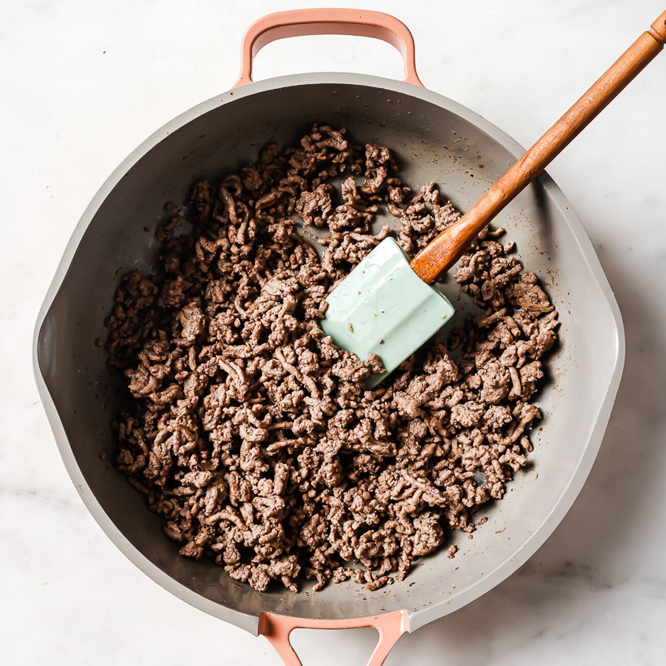 ground beef in a skillet